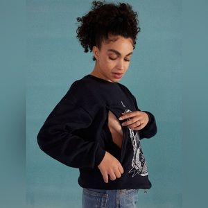 Maternity nursing crewneck navy xl women